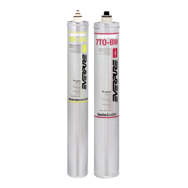 A pair of Everpure EV3116-34 MR-350 and 7TO-BW replacement filter cartridges for the MRS-350 350 GPD reverse osmosis system.