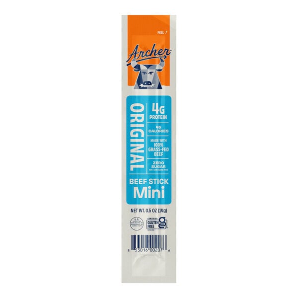 A single Archer Original Beef Mini Meat Stick in a 0.5 oz. package.