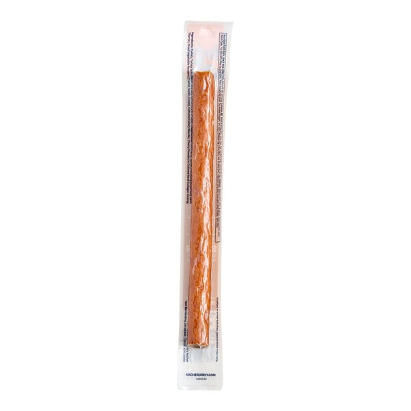 A single Archer Original Turkey Meat Stick in a clear plastic wrapper.