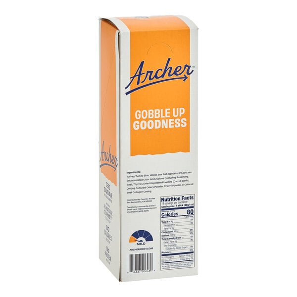 A box of Archer Original Turkey Meat Sticks, 1 oz. each, sold in a case of 108.