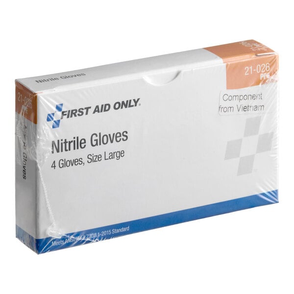 First Aid Only 21-026-001 Blue Nitrile Powder-Free Exam Gloves - Large - 240/Case
