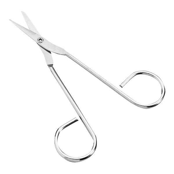 A pair of 4.5-inch nickel-plated scissors with wire handles.