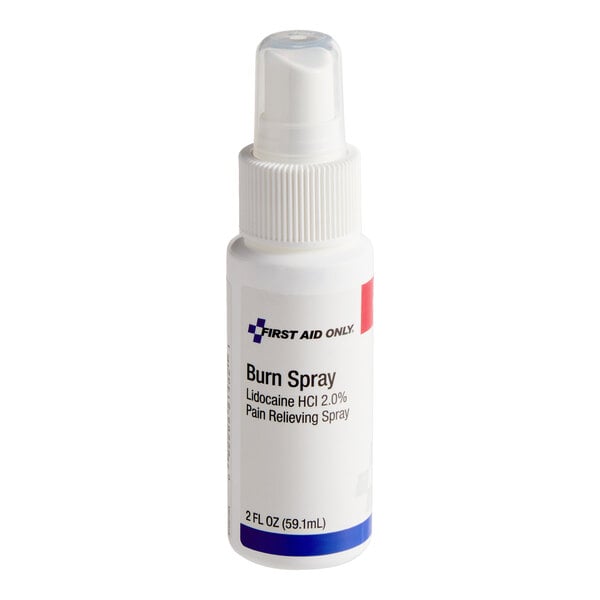 A 2 oz. bottle of First Aid Only burn spray for pain relief.