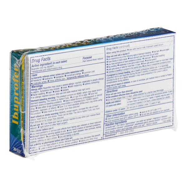 A box of PhysiciansCare Ibuprofen Tablets containing 720 tablets per case.