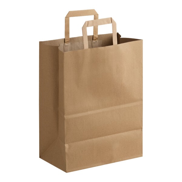 Choice 1/7 70 lb. Heavy-Duty Natural Kraft Paper Barrel Sack with Flat Handles - 300/Case