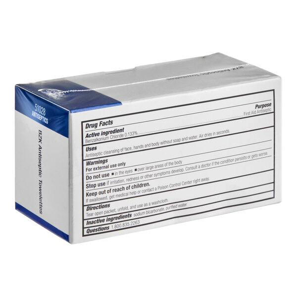 First Aid Only 51028-001 BZK Antiseptic Towelette / Wipe - 750/Case