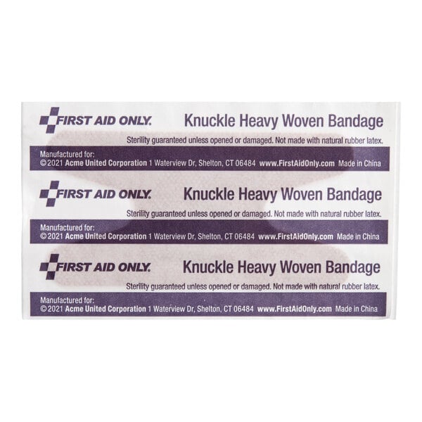 First Aid Only 1-850-001 Heavy-Woven Fabric Sterile Adhesive Knuckle Bandage - 900/Case