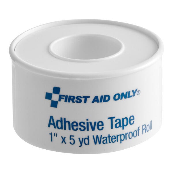 A roll of First Aid Only 1 inch by 5 yard waterproof adhesive tape.