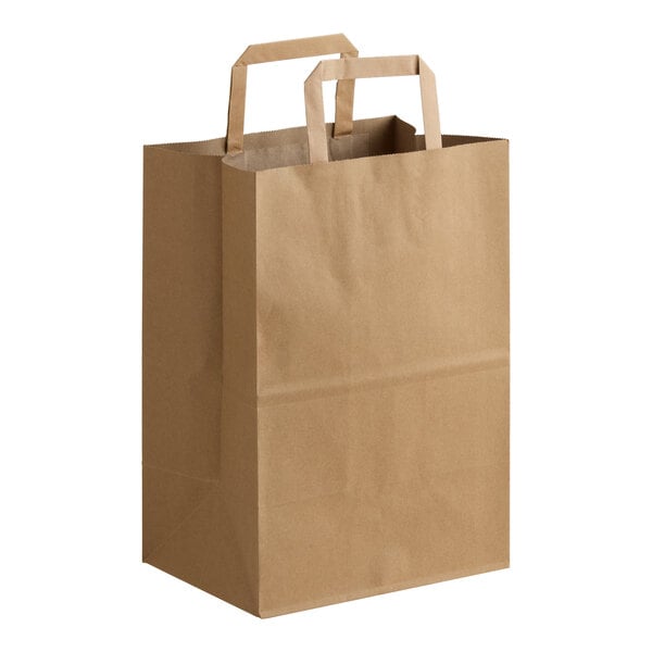 Choice 1/8 65 lb. Heavy-Duty Natural Kraft Paper Barrel Sack with Flat Handles - 300/Case