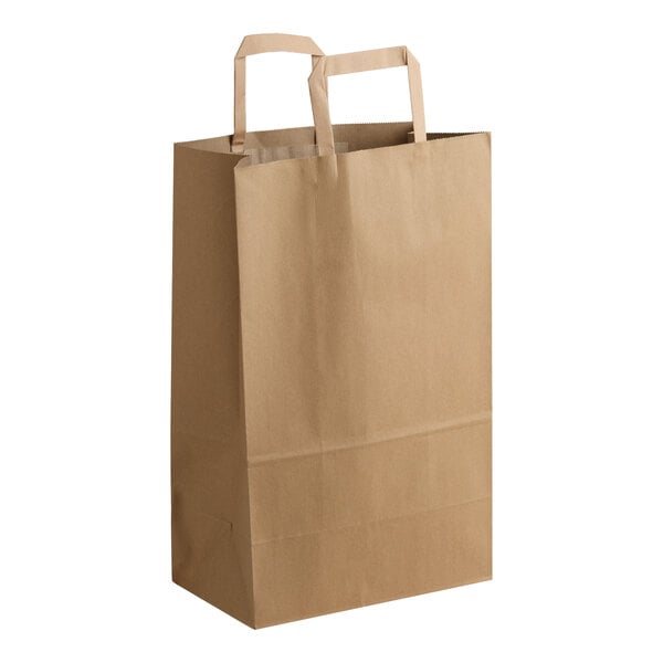 Choice 1/6 70 lb. Heavy-Duty Natural Kraft Paper Barrel Sack with Flat Handles - 300/Case