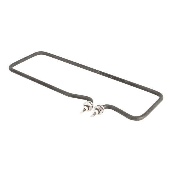 A rectangular metal heating element with two electrical connectors, designed for high temperature applications.