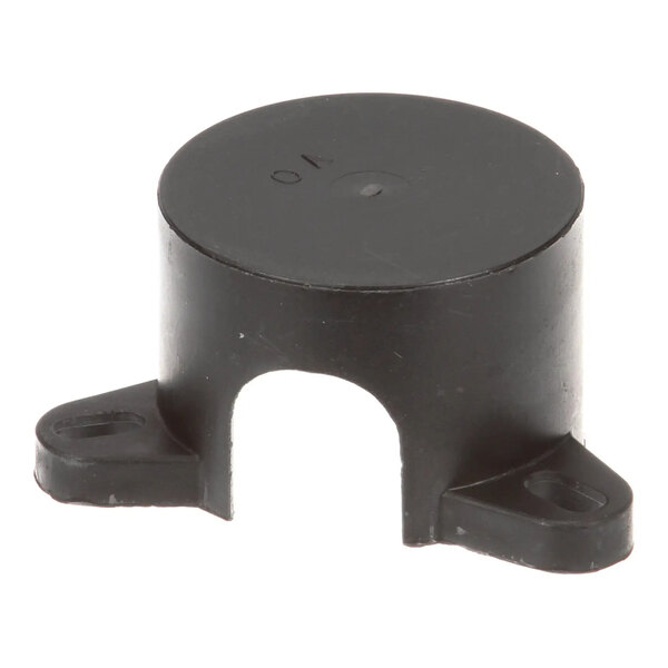 A black plastic cover for a heating element, designed for mounting with two screw holes.