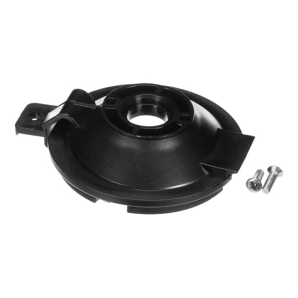 A black whipper motor base kit with two screws, designed for Bunn beverage machines.