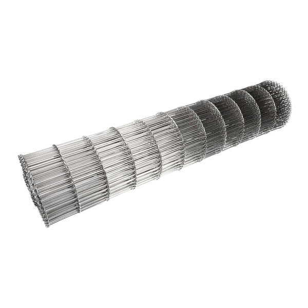 A rolled metal conveyor belt measuring 32 inches by 17.16 feet.