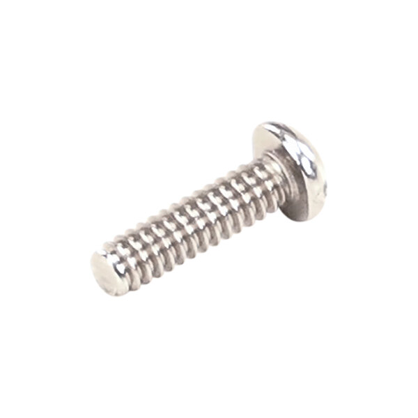 A metal round head screw with a 6-32 thread size and 1/2 inch length.