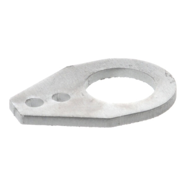 A metal tear drop-shaped part with three holes, used for Marsal Pizza Ovens.