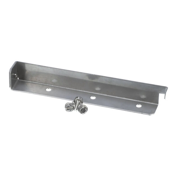 A metal right sump kit with mounting holes and attached screws, designed for Ice-O-Matic equipment.