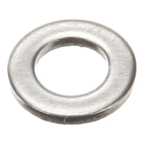 A flat metal washer used as a pump part.