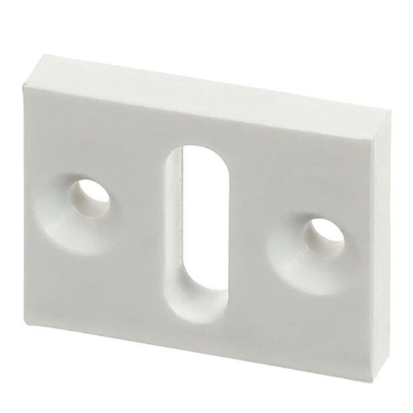 A rectangular white Champion 116334 pawl bar slot bearing made of PET material with two screw holes and a central slot.