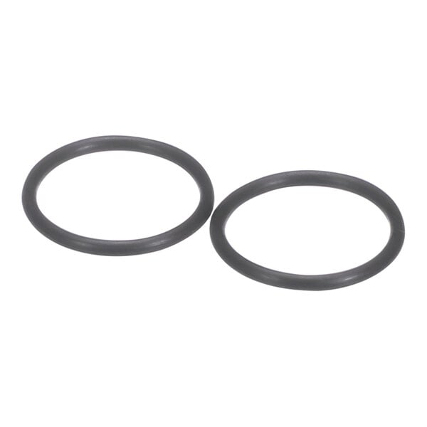 A pair of black rubber O-rings for a Bunn Fast Cup drip tray.