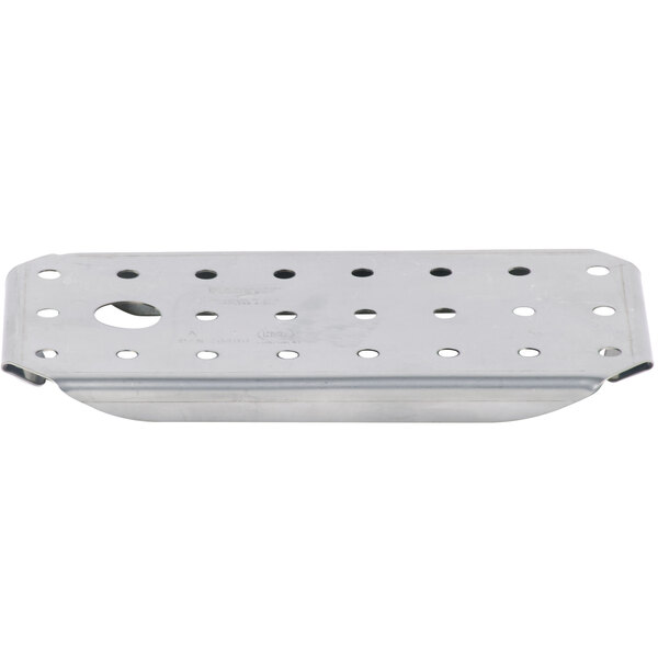 A Vollrath stainless steel false bottom tray with holes.