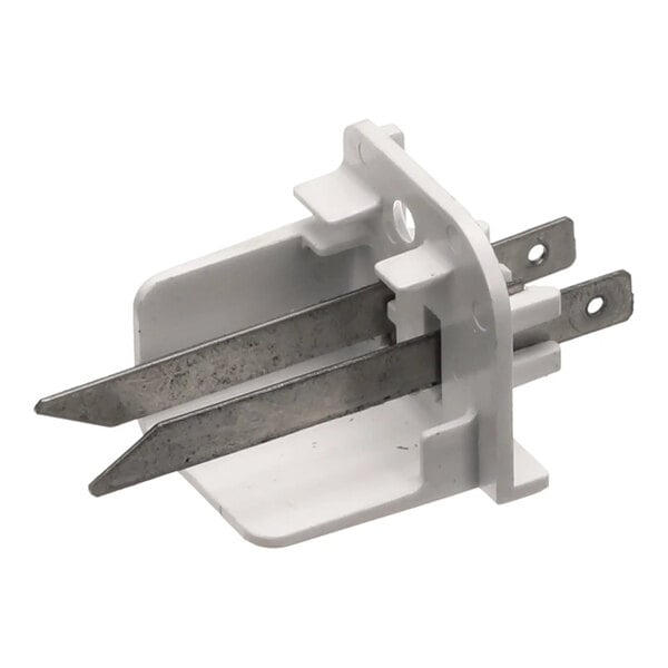 A white plastic and metal water level sensor for Ice-O-Matic ice machines.