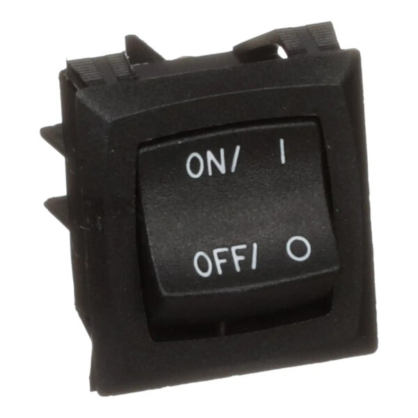 A black DPST on/off rocker switch labeled with 'ON/I' and 'OFF/O' for electrical applications.