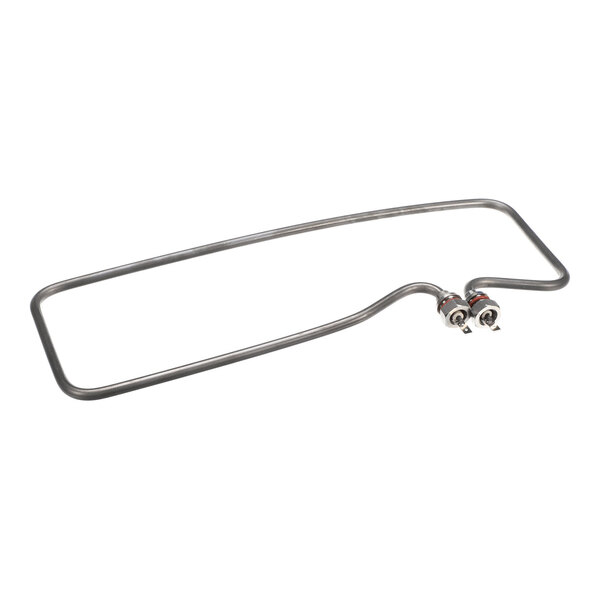 A rectangular titanium heating element with two electrical connectors and attached nuts.