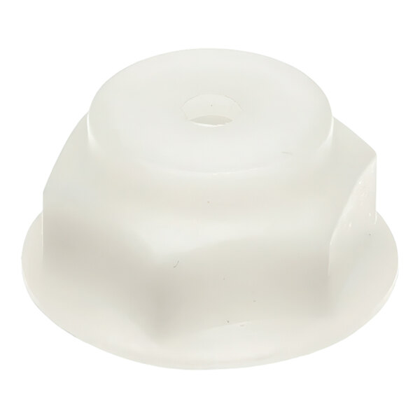 A translucent plastic nut for an antisiphon valve.