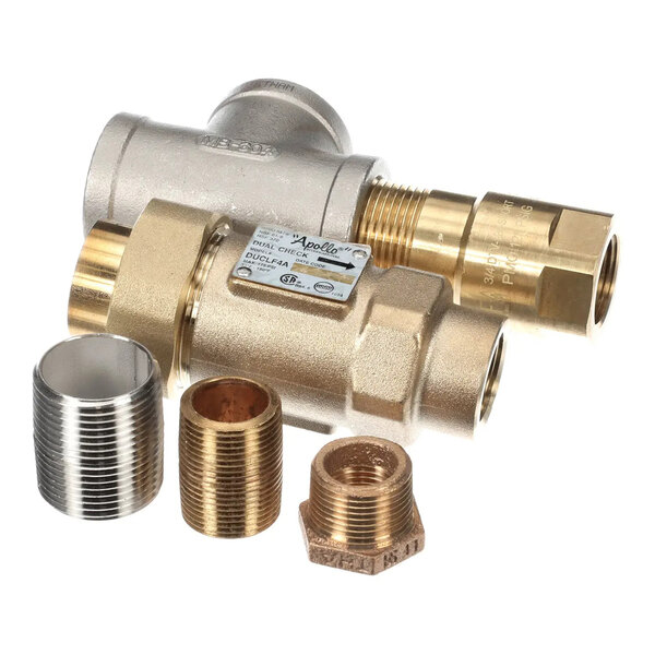 A Champion 117084 kit featuring a 1-inch stainless steel tee with a 1-inch close nipple and various brass fittings.