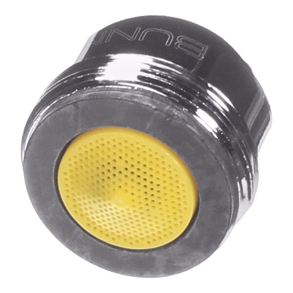 A Bunn 55664.0000 laminar flow dispense nozzle with a yellow center and metallic outer casing.