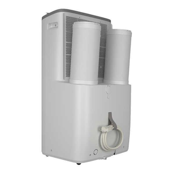 A portable dual-hose air conditioner with a heat pump and WiFi capability.
