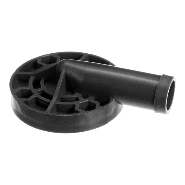 A black plastic upper wash arm hub for a dishwasher.