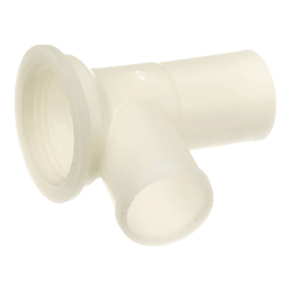 A molded plastic tee drain fitting.