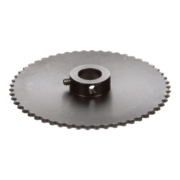 A black 54-tooth drive gear with a central mounting hub and set screw.