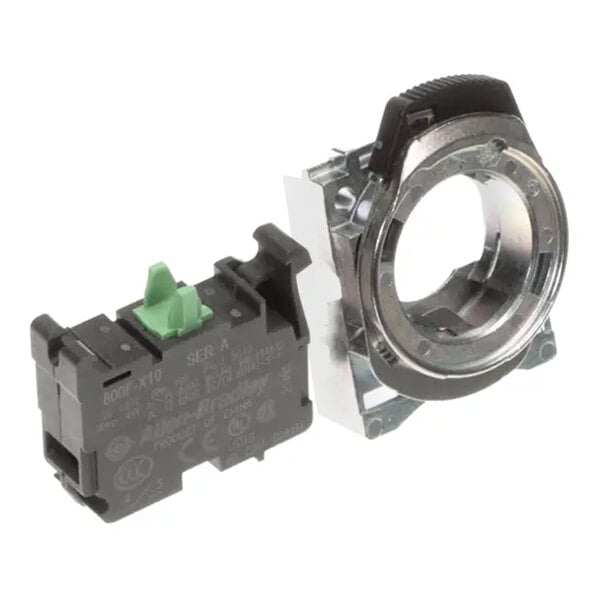 A single-pole contact block with a mounting bracket for use in XLT Ovens.