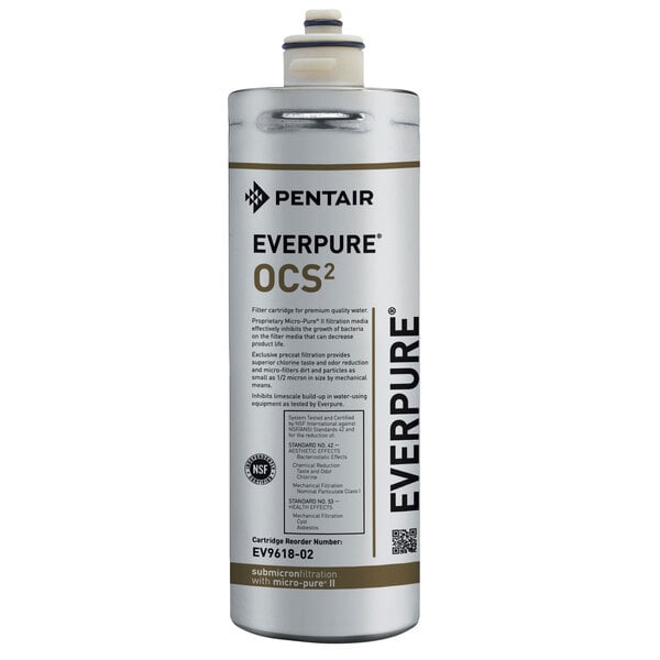 A Pentair Everpure OCS2 filter cartridge for water filtration.