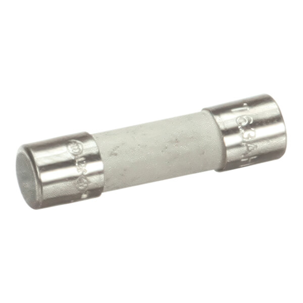A cylindrical 6 amp 250V AC time delay fuse with metal end caps and a ceramic body.
