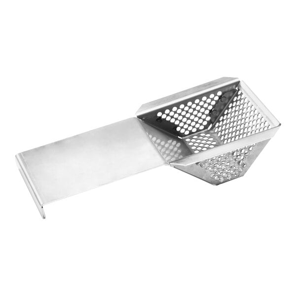A stainless steel suction screen with a perforated basket and flat handle, designed for use with Champion DM DH/MD2000 equipment.