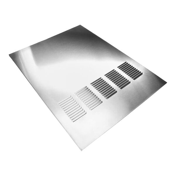 A stainless steel left-hand side panel with ventilation slots, designed for Ice-O-Matic equipment.