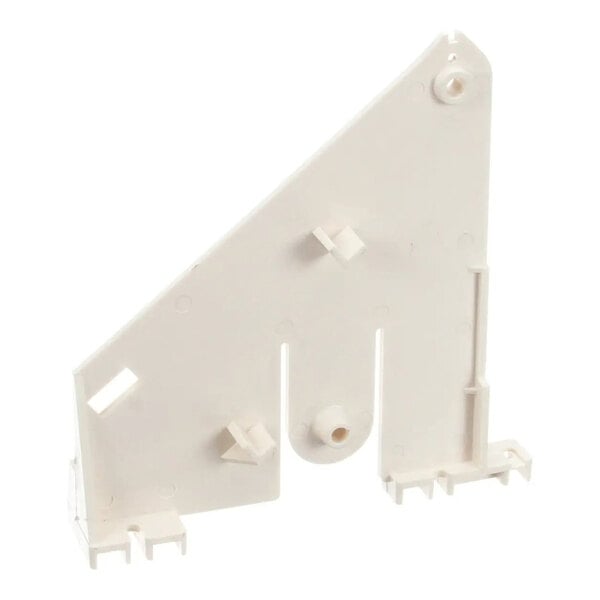 A white plastic bracket for an Ice-O-Matic appliance.