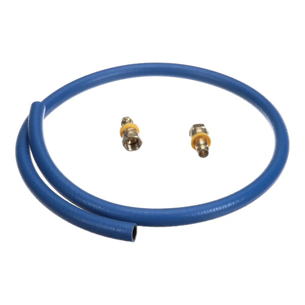 A blue hose with two metal fittings, part of the Champion 901124 kit.