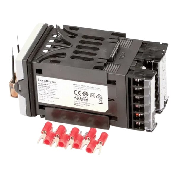 A Eurotherm temperature control pre-programming device with several red electrical connectors.