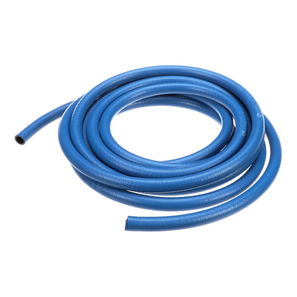 A coiled blue rubber hose with a 1/2 inch inner diameter.