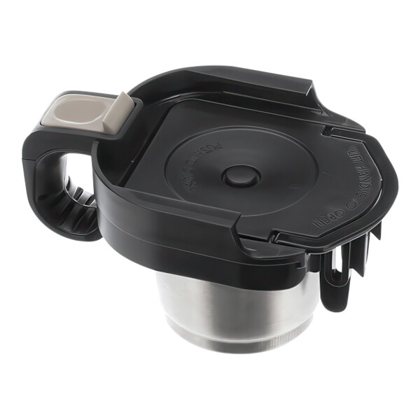 A Bunn cartridge adapter kit for MCU brewers with a black plastic top and stainless steel bottom.