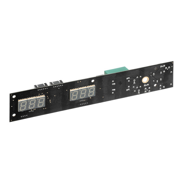 A rectangular electronic display panel with digital temperature readouts and control components.