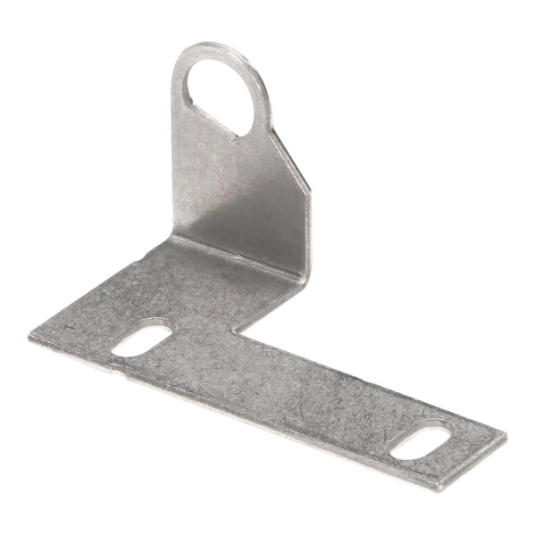 A metal right-hand bracket for an Ice-O-Matic bin door with mounting holes.