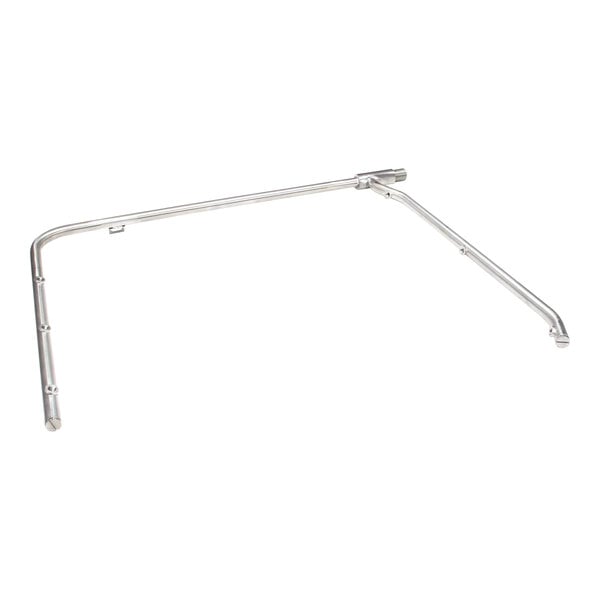 A metal manifold frame component for a commercial dishwasher.