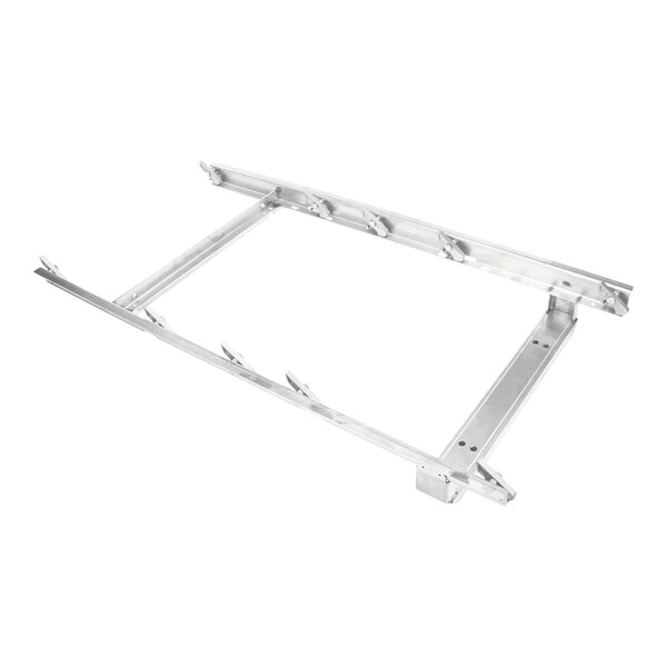 A metal cradle assembly frame for equipment support or mounting.