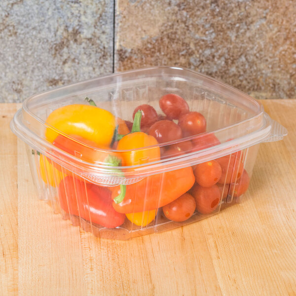 Genpak AD32F 32 oz. Clear Hinged Deli Container with High Dome Lid